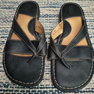 Born Sandals Womens 9 M Handcrafted Casual Slip On Slides W81222 Brown Leather